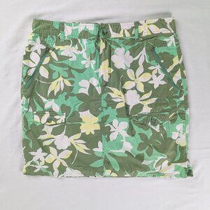 Retro Columbia Green White Floral XCO Cotton Side Slit Mini Skirt Gorp